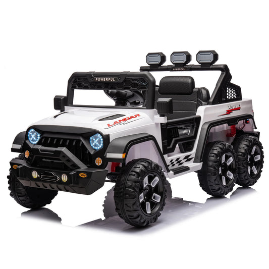 24V Ride on Large PickUp Truck Car for Kids,Ride On 4WD Toys with Remote Control,White,3-8 years old