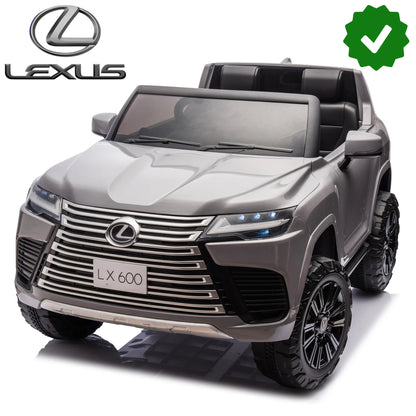 24V Two-seater Ride On Truck for Kids, Licensed LEXUS LX600 Kids Ride On Car with Parents Control,Bluetooth,MP3,Music,Adjustable Volume,Power Display-Silver
