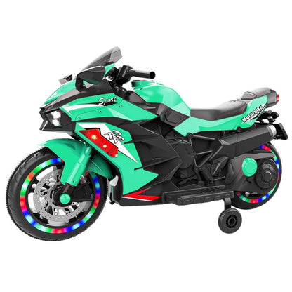 Cheelom 12V Kids Ride on Motorcycle, 2 Wheels Motorbike for Kids with Training, Lights,Music Green