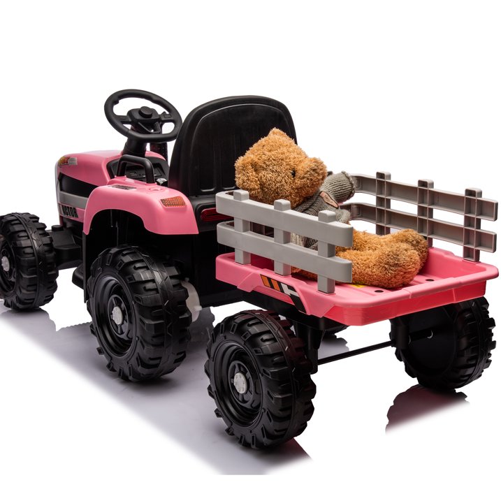 HNH 24V Ride on Toy,Kids Ride On Tractor with Trailer & Remote,Electric Car Toy with Bluetooth