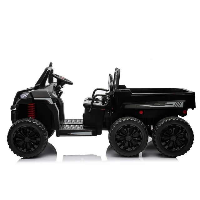 HNH 24V 2 Seater Ride On Car with 6 Large Wheels, Battery Powered Dump Truck with 2.4G Remote Control, Ride On Toy with Dump Bed, 4 Motors, 3 Speeds, Bluetooth