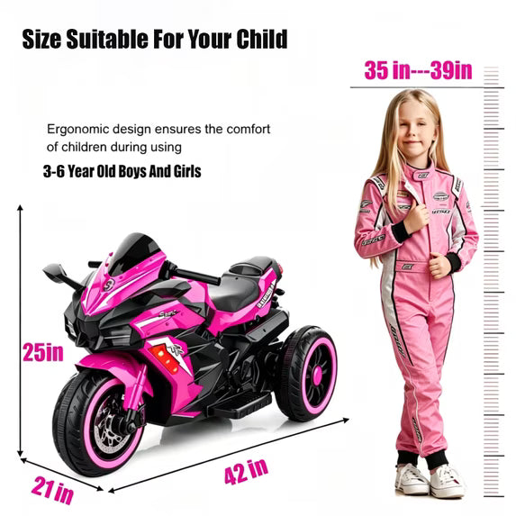 HNH 12V Ride on Motorcycle with Remote Control for Children, Battery Powered Kids Motorcycle 4Mph, 100Lbs Max