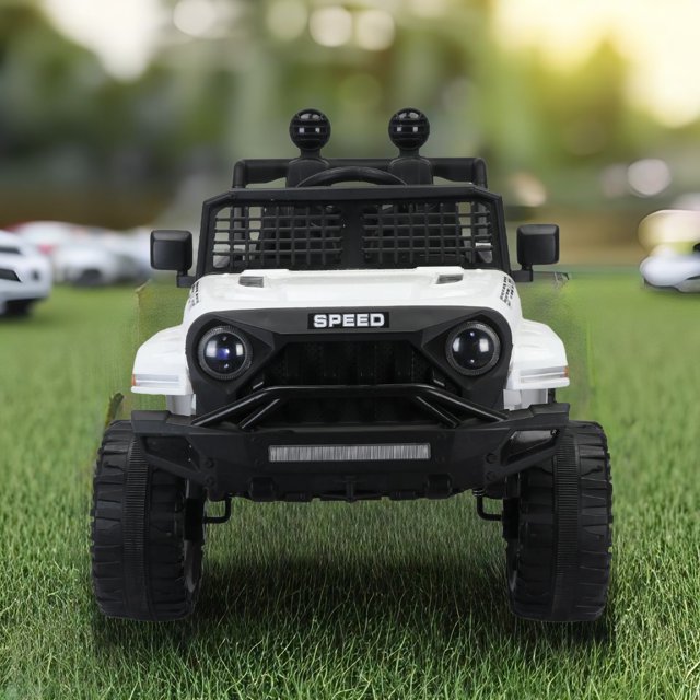 WUBEN 12V Kids Ride on Truck Battery Powered Ride on Toy Car with Remote,Spring Suspension White
