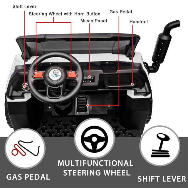 HNH 24V 6 Wheels Ride on Dump Truck with Dump Bed, 2 Seater Kids Ride on Truck Car with Remote Control, Electric car for kids