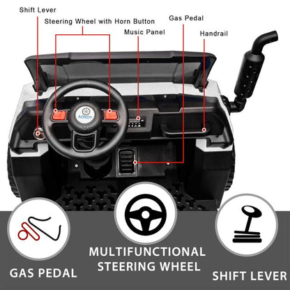 HNH 24V 6 Wheels Ride on Dump Truck with Dump Bed, 2 Seater Kids Ride on Truck Car with Remote Control, Electric car for kids
