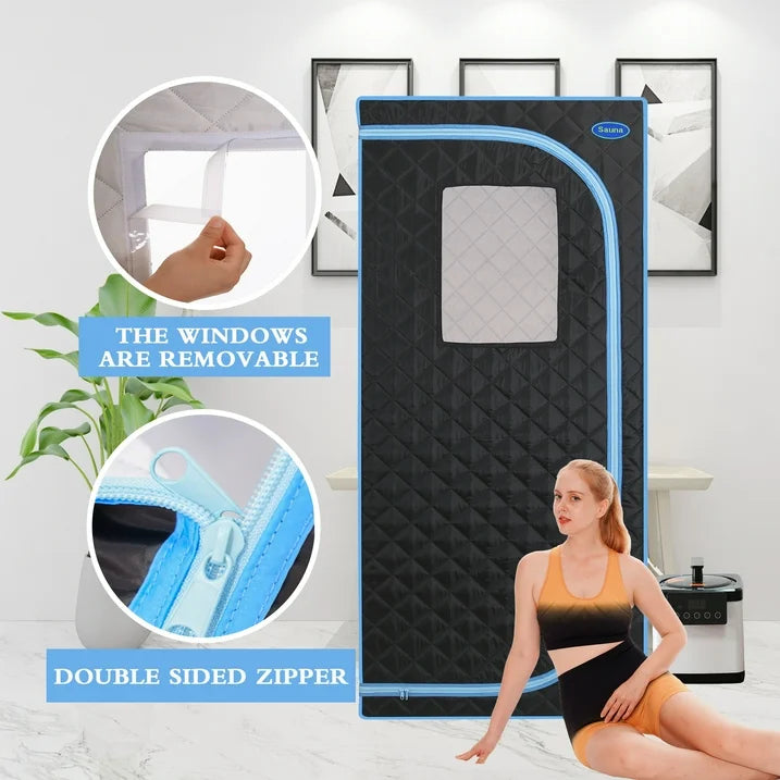 Cheelom Sauna Tent Portable Folding Steam Sauna with 4L Steam Generator, Personal Sauna Tent Relaxation, with Remote Control Black
