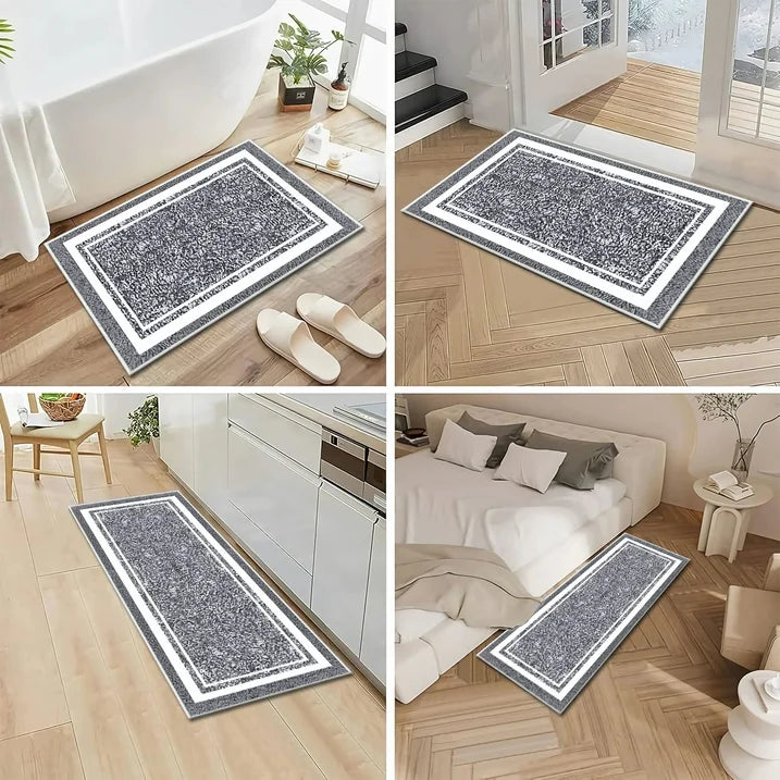 TECHVIDA Bathroom Rugs 3pcs Set,Non-Slip Ultra Soft Bath Rugs,Machine Washable,Water Absorbent,Light Gray