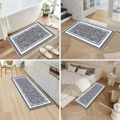 TECHVIDA Bathroom Rugs 3pcs Set,Non-Slip Ultra Soft Bath Rugs,Machine Washable,Water Absorbent,Light Gray