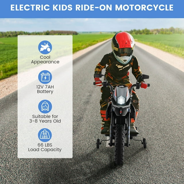 WERSEON Kids Motorcycle 12V, Licensed Aprilia Electric Ride on Motorbike for Toddlers Ages 3-6, Blue