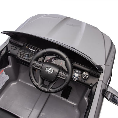 24V Two-seater Ride On Truck for Kids, Licensed LEXUS LX600 Kids Ride On Car with Parents Control,Bluetooth,MP3,Music,Adjustable Volume,Power Display-Silver