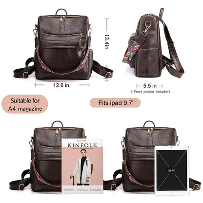 YOMYM Women Backpack Purse Fashion Travel Bag Multipurpose Designer Handbag Ladies Satchel PU Leather Shoulder Bags