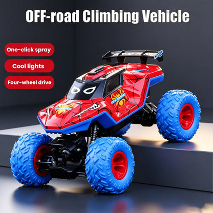 HNH 1:16 Spider Monster Truck RC Car, 4WD All Terrain Off-road Remote Control Car with 2 Batteries, Lighting, Spray