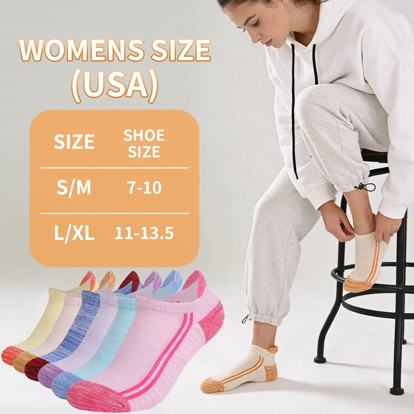 YOMYM 6 Pairs Ankle Running Hiking Socks Compression Thick Cushion Socks for Women