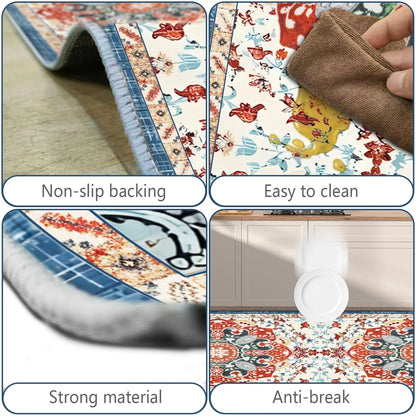 FoxHouse Kitchen Rugs Sets 3 Piece with Runner Non Slip Kitchen Mats for Floor Washable Bohemian Runner Rug,Floor Mat Carpet for Hallway Laundry Room Door