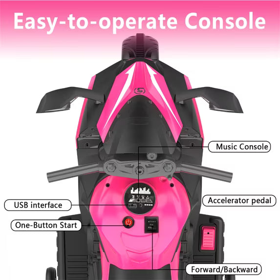 ZOGYMOZ 12V Electric Ride on Motorcycle, Kids Motorcycle with Remote Control & Bluetooth Music, Gifts for Children