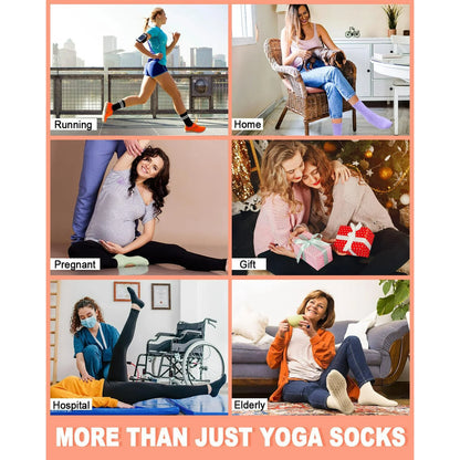 YOMYM 6 Pairs Pilates Socks with Grips for Yoga, Barefoot, Ballet, Barre, Hospital Non Slip Anti Skid Socks for Women and Men