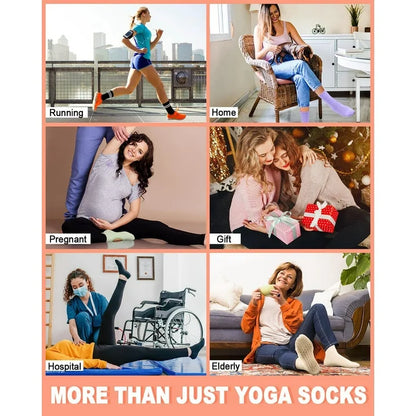 YOMYM 6 Pairs Grip Pilates Socks for Women, Non-slip Yoga Athletic Socks for Barre Ballet Barefoot Workout