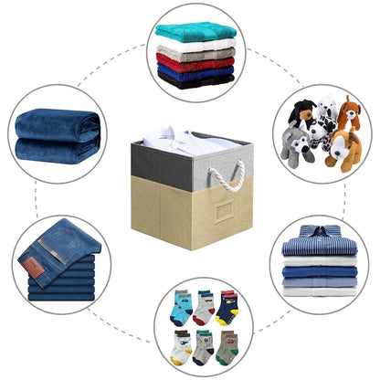 Werseon Storage Cube Bins Set of 4, 12 inch Fabric Storage Cubes for Organizing Shelf, Foldable Cubby Storage Baskets with Cotton Handles