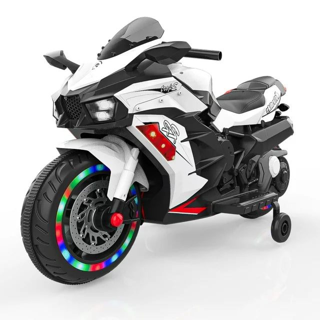 Techvida 12V Kids Ride-On Motorcycle, Child Electric Car/Foot Brake/Light Wheel/PU seat , Kids Ride on Toys Children Electric Motorcycle