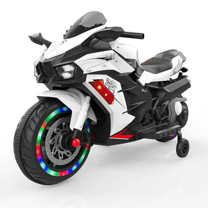 Techvida 12V Kids Ride-On Motorcycle, Child Electric Car/Foot Brake/Light Wheel/PU seat , Kids Ride on Toys Children Electric Motorcycle