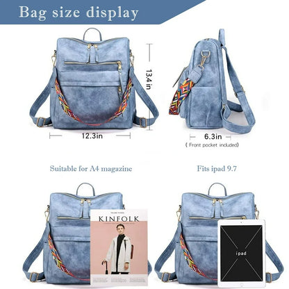 YOMYM Backpack Purse for Women Fashion Multipurpose Design Handbag Ladies Shoulder Bags
