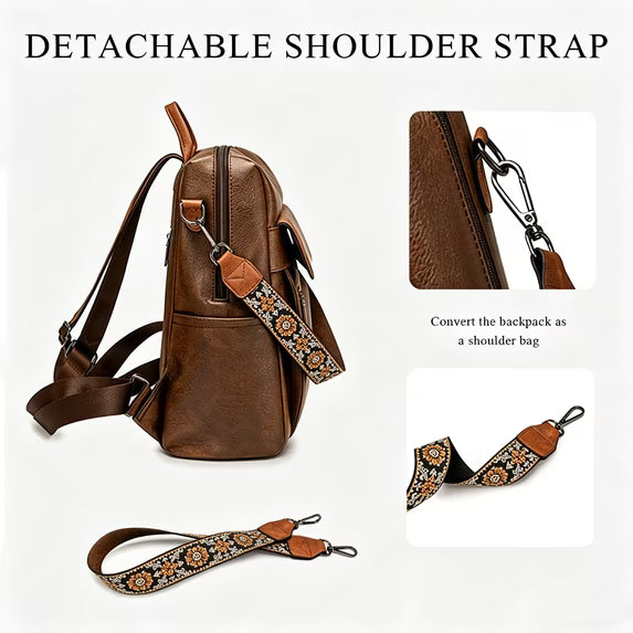 HONGLONG Backpack Purse for Women Fashion Leather Backpack Purse Designer Travel Backpack Convertible Shoulder Bag with Wristlet for Work College
