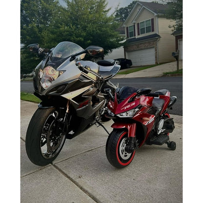 Zogymoz Kid Motorcycle,12V Kids Electric Motorcycle with Hand Throttle,Ride On Motorbike Max Load 88LB (Red)