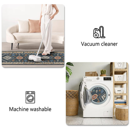 FoxHouse Kitchen Rugs 4 Piece Set,Washable Non Slips Boho Kitchen Floor Mat,Thickness Comfort Standing Mat for Kitchen,Dark Blue