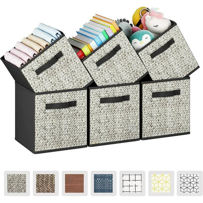 WERSEON 6 Pack Cube Storage Bins, Collapsible Fabric Storage Cubes Bins with Handles, Foldable Storage Cubes-Black