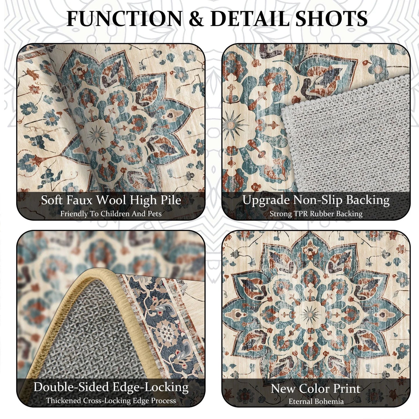 TECHVIDA Kitchen Rugs 3 Piece Set,Non Slip Machine Washable Kitchen Mats,Boho Vintage Abstract Kitchen Carpet for Farmhouse Living Room Hallway