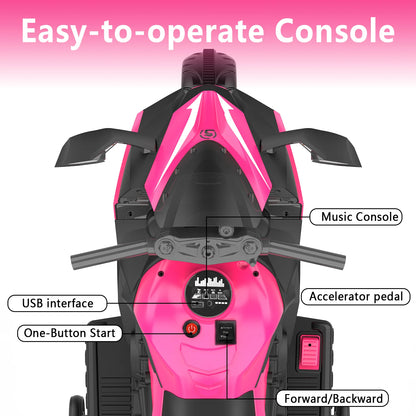 HNH 12V Ride on Toys for Girls, Electric Motorcycle Toys with Training Wheels, Powered Motorcycle with Music, Bluetooth, Lights