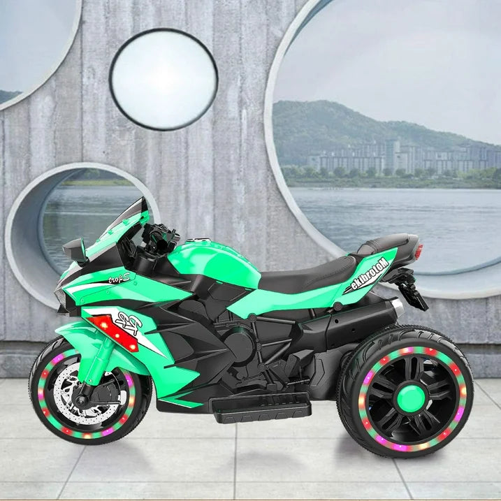 HNH Child Motorcycle for Boys Girls, Kids Ride on Toys 12V Electric Motorcycle for Kids with 3 Wheels, 110lbs Ride On Motorcycle w/Training Wheels, LED Lights, Music