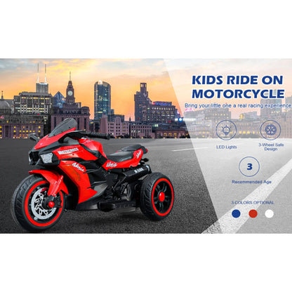 HNH 12V Kids Motorcycle to 2,3,4 Years Boy and Girl, Electric Motorcycle for Kids, 3 Wheels Toddler Motorcycle with Bluetooth Mp3 and Lighting Wheels-Red