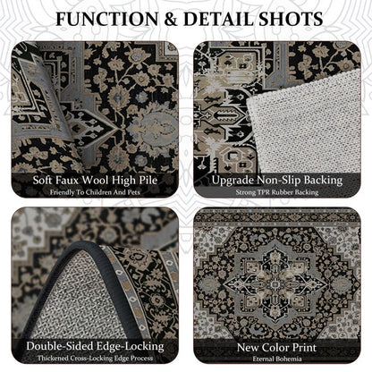 TECHVIDA Kitchen Rugs 4 Piece Set,Non Slip Machine Washable Kitchen Mats,Boho Vintage Abstract Kitchen Carpet for Farmhouse Living Room Hallway