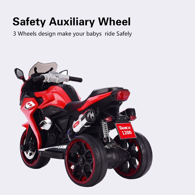 WUBEN 12V Kids Motorized Ride on Toys for Child 3 Wheeler Electric Motorcycle for Kids with Light Wheels