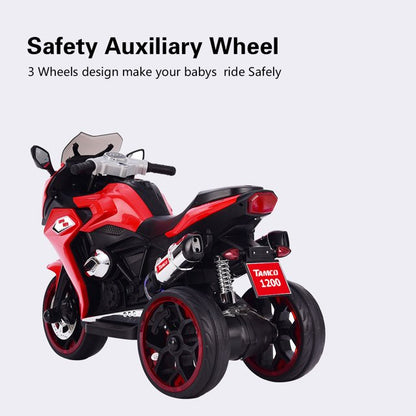 WUBEN 12V Kids Motorized Ride on Toys for Child 3 Wheeler Electric Motorcycle for Kids with Light Wheels