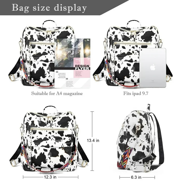 YOMYM PU Leather Backpack Purse for Women Fashion Multipurpose Design Handbag Ladies Shoulder Bags Travel Backpack