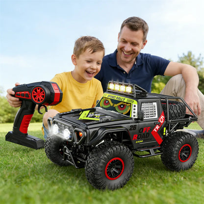 HNH 1:10 Scale 4WD Remote Control Car for Kids, 2.4GH Rc Car Off Road Monster Truck with LED Light, 2 Batteries, 25KM/H