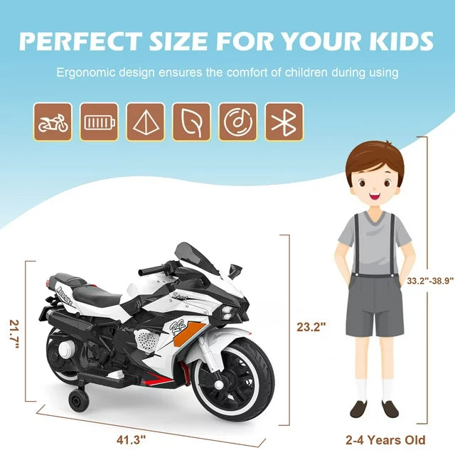 Techvida 12V Kids Ride-On Motorcycle, Child Electric Car/Foot Brake/Light Wheel/PU seat , Kids Ride on Toys Children Electric Motorcycle