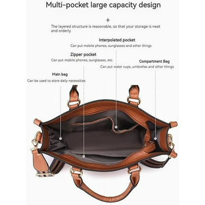 HONGLONG Leather Travel Handbags for Women Crossbody Purse with Strap Zipped Pockets Handbag Shoulder Bag Brown