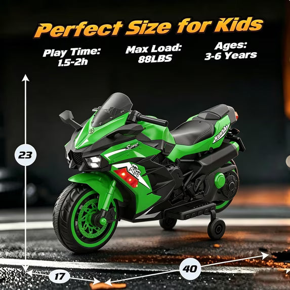 HNH 12V Ride on Motorcycle for Kids, Electric Motorcycle with Remote Control，Music, Bluetooth, Lights