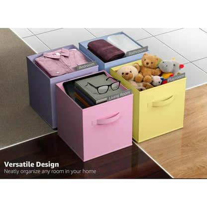 WERSEON 6 Pack Cube Storage Bins, 11 Inch Sturdy Collapsible Fabric Storage Cubes for Organizing Closet, Toys, Books,Storage Baskets for Shelves, Kids Room