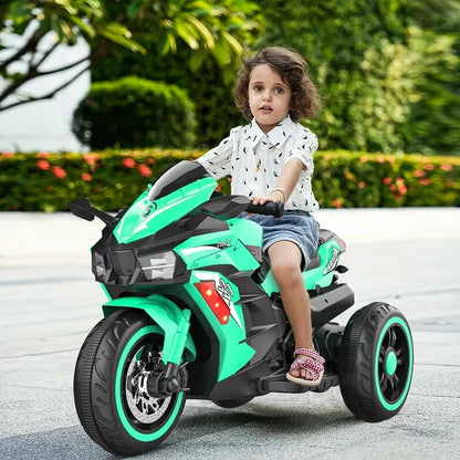 HNH Child Motorcycle for Boys Girls, Kids Ride on Toys 12V Electric Motorcycle for Kids with 3 Wheels, 110lbs Ride On Motorcycle w/Training Wheels, LED Lights, Music