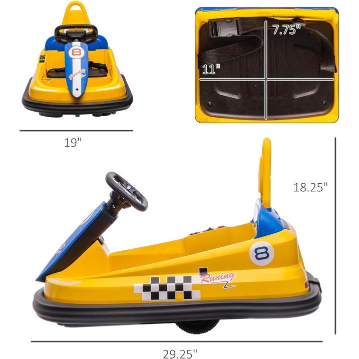HNH 6V Bumper Car for Toddlers with Remote Control, Ride on Electric Go Kart for Kids, Electric Ride on Toys for Kids, Music Play, Lights
