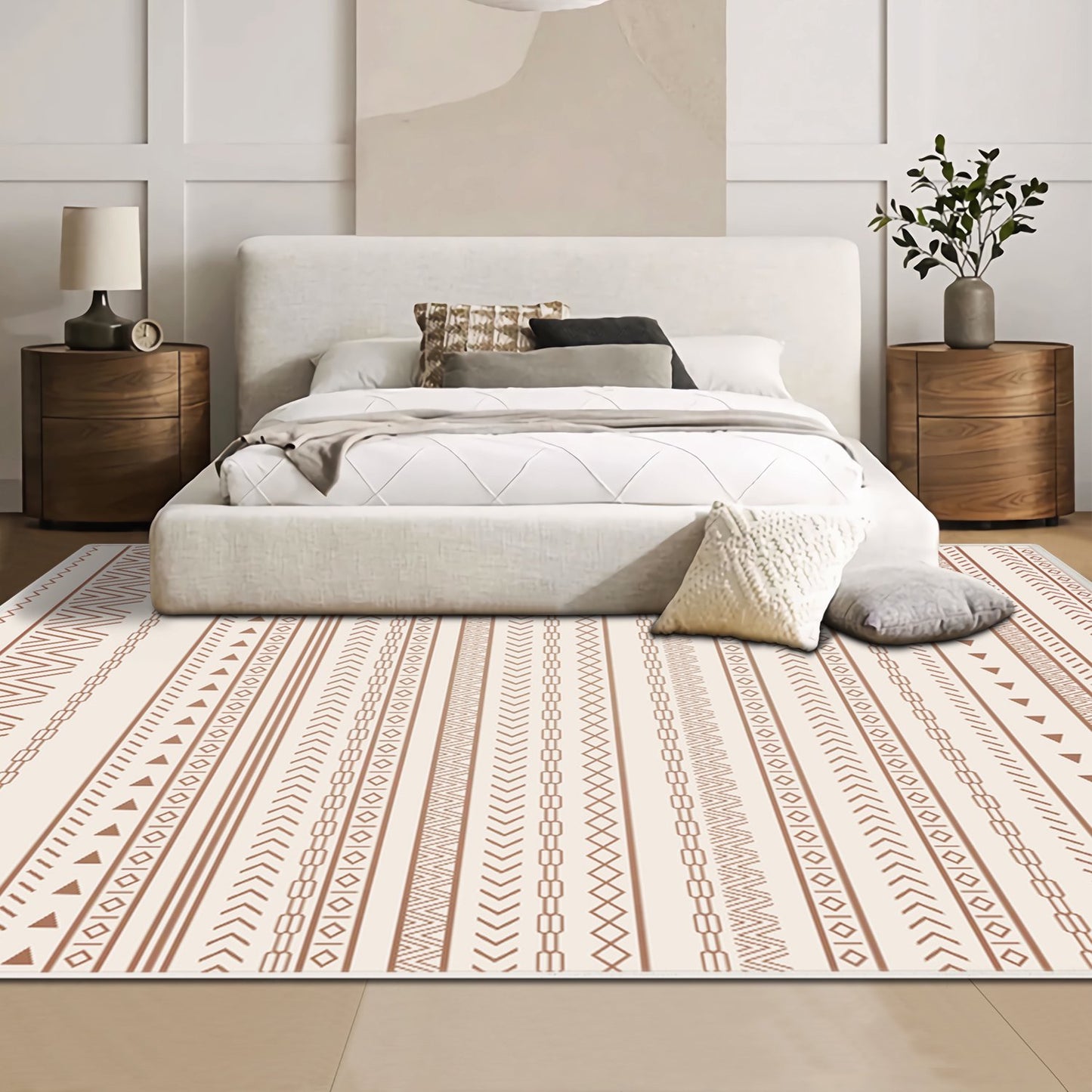 FoxHouse 5x7 Area Rugs for Living Room,Ultra Soft Boho Moroccan Washable Carpet,Neutral Non-Slip Backing Dining Room Rugs,Low Pile Carpet for Bedroom Home Office,Brown