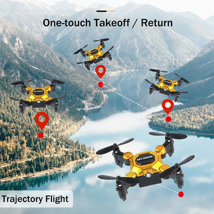 HNH Foldable Mini Drone with 4K Camera, RC Drone for Kids and Adults, FPV Drone Quadcopter with 360 Flip,Trajectory Flight-Gold