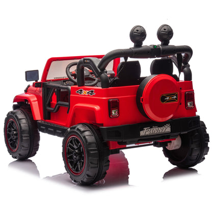 2-Seater Ride On Truck for Kids Ages 3+, 24V7AH Children's Electric Car W/Parental Remote Control, Bluetooth Music, LED Lights, 4Mph, Red (MAX 149 Lbs)