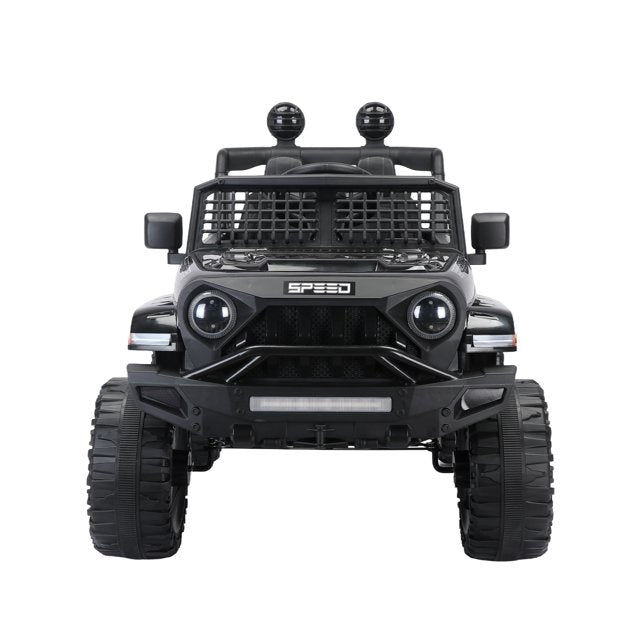 WUBEN 12V Kids Ride on Truck Battery Powered Ride on Toy Car with Remote for Child,Spring Suspension Black