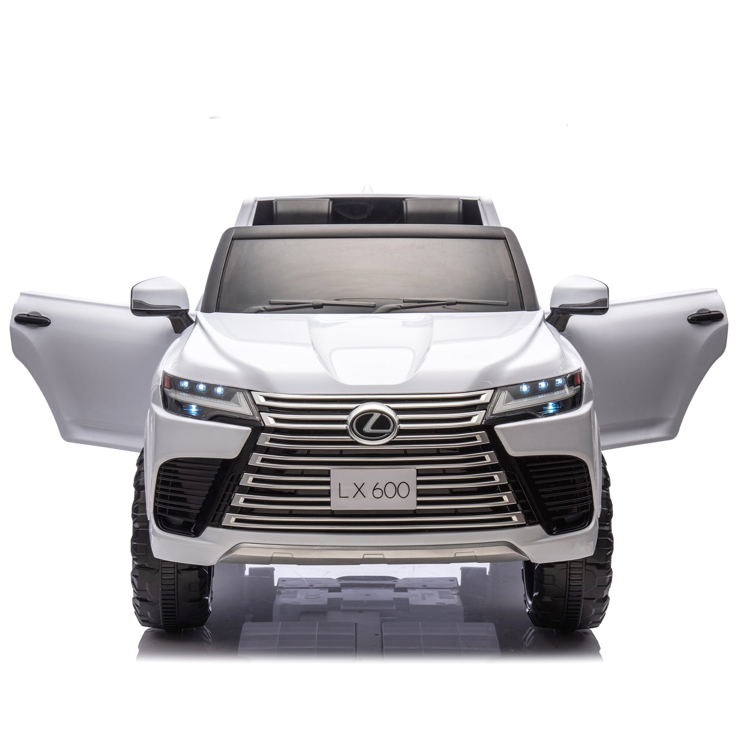 24V Two Seater Ride On Car Truck for Kids,Licensed LEXUS LX600 Electric Ride On Car with Parents Control,Bluetooth,Music,Power Display,Adjustable Volume-White
