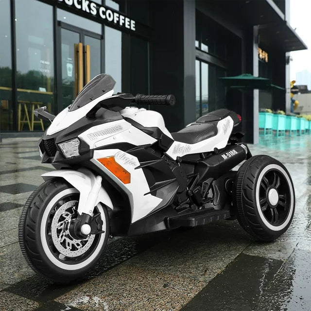 YOMYM 12V Motorcycles for Kids with Bluetooth Motorcycle 3 Wheels Motorcycle with LED Lights Music